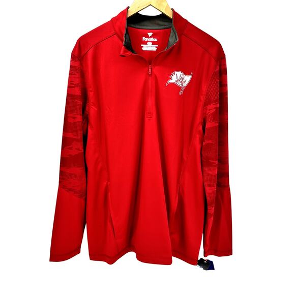 Tampa Bay Buccaneers Mens Large 1/4 Zip Pullover Jacket NFL Red Fanatics NEW - Picture 1 of 10